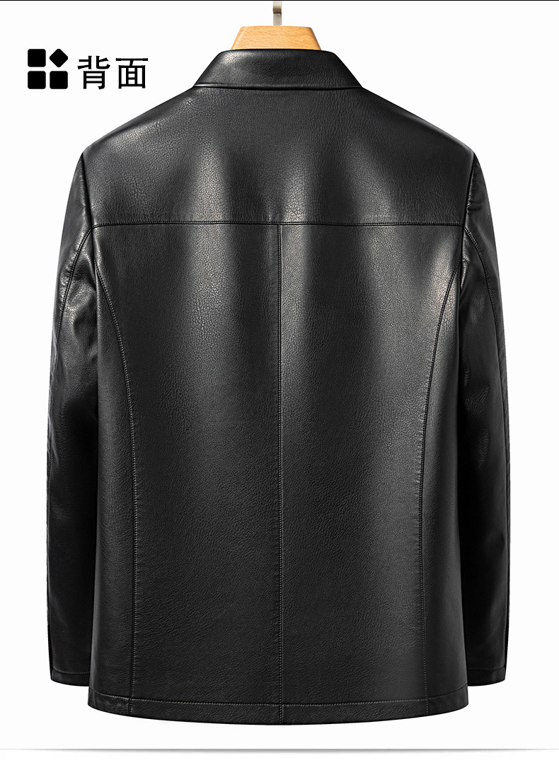 博那罗蒂 高端男士翻领生态皮夹克薄中老年皮衣男装中长款