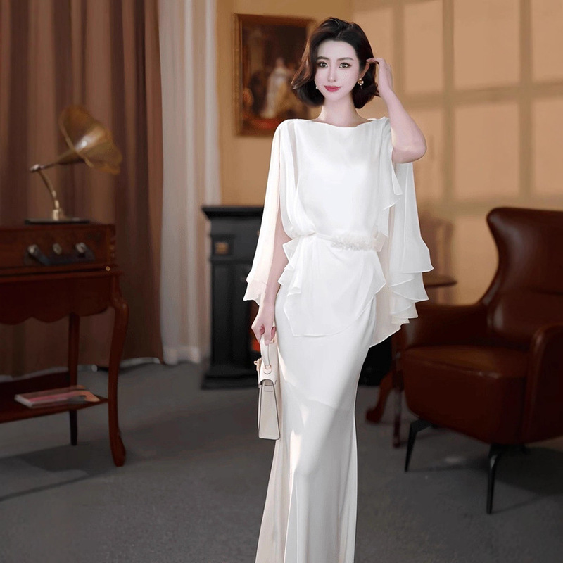 Goddess-Style Long Skirt with Various Styles, Light Luxury and High-End Feel, White Dress for Important Occasions, New Summer Style