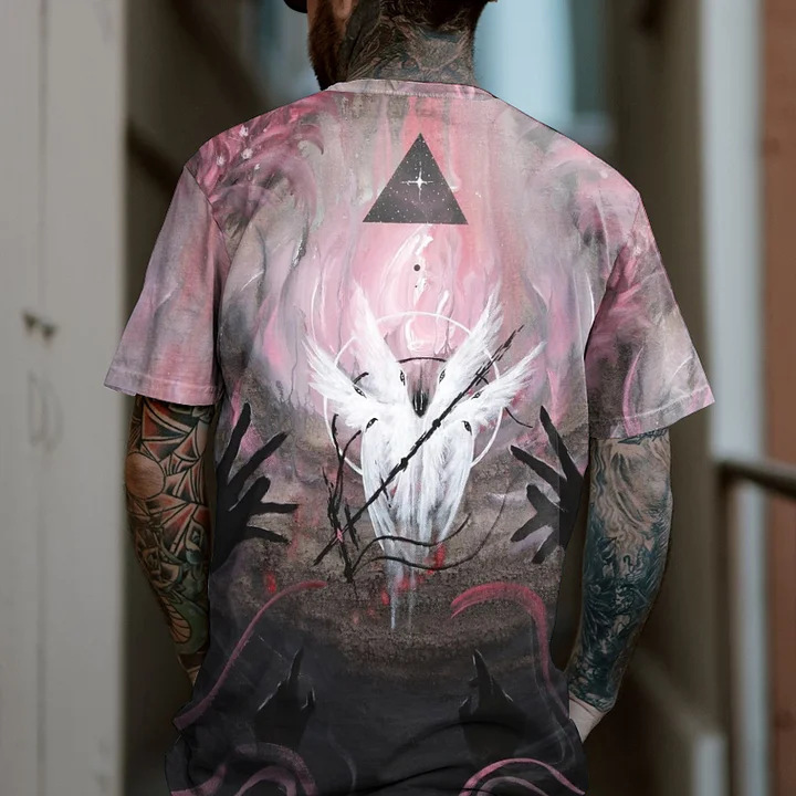 メンズ3Dデジタルゴールデン元記号パターンラウンドネックと半袖tシャツ、夏カジュアルファッションファッション|undefined