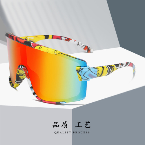 Cross-border outdoor cycling sports mirror integrated lens mountain bike glasses men windproof and dustproof genuine REVO sunglasses