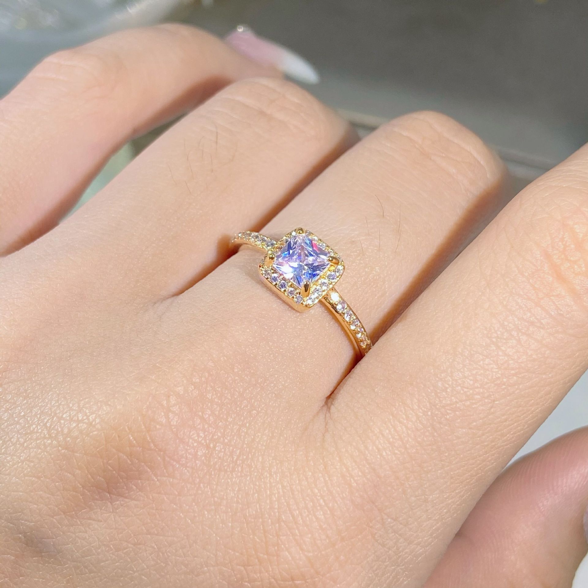 Champagne Color Princess Cut Ring