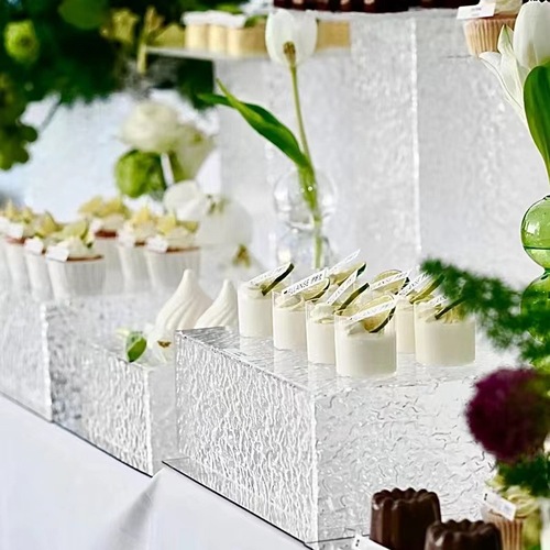 Dessert table acrylic wave pattern display rack high-end wedding banquet cold meal cake pastries tea break table setting decoration
