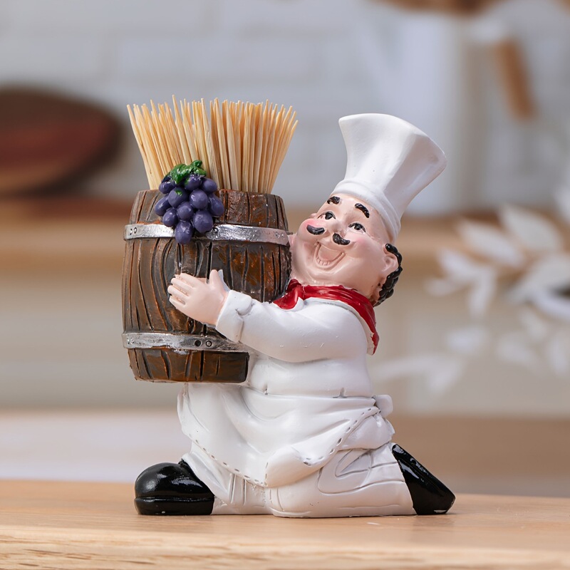 Cross Border Chef Toothpick Holer Shop Home Craft Resin Chef Statue Decoration Kitchen Table Decoration