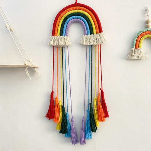 Nordic cotton rope woven rainbow wall hanging decoration bedroom creative ornament girl heart children's room boutique decoration ornament