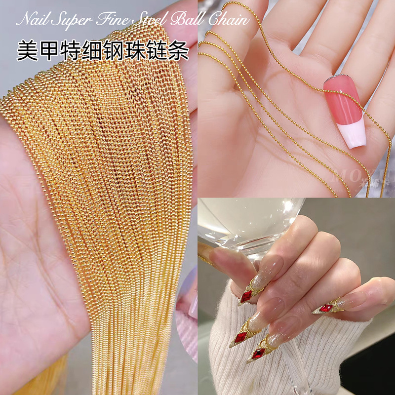 ネイルアート超微細チェーンジュエリー卸売ウェアラブルネイルジュエリーチェーンネイルデコレーションシルバースチールビーズチェーンの全巻|undefined