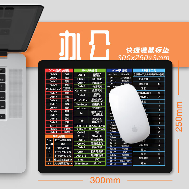跨境热卖小号多语言快捷键鼠标垫办公用加厚护手腕鼠标垫电脑桌垫|undefined