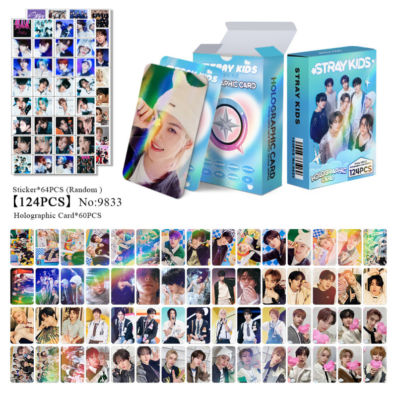 STRAYKID アルバム タータルチェーンカード ビッグヘッドステッカー 両面カラー印刷 LOMO カード フラッシュカード ホログラフィックカード 124 個|undefined