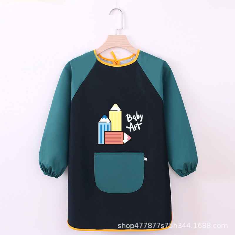 Abrigo DE LOS NIÑOS impermeable arte kindergarten pintura ropa publicidad inversa ropa impresa logo manga larga delantal vestido inverso