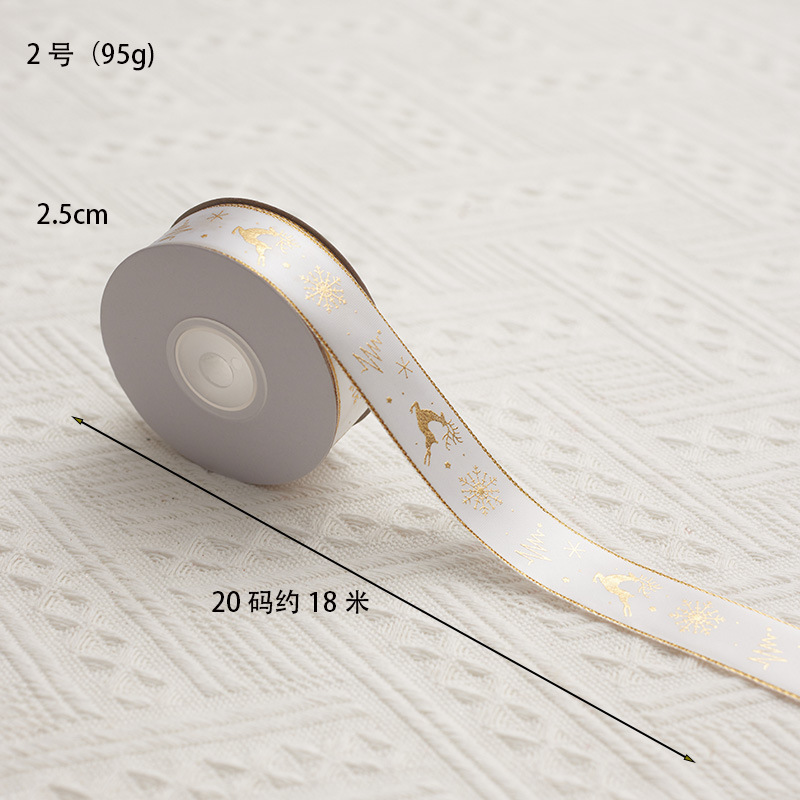 Decoraciones navideñas transfronterizas de madera rojo y verde estampado cinta de tejido de nieve transparente props de diseño de escena DIY arco