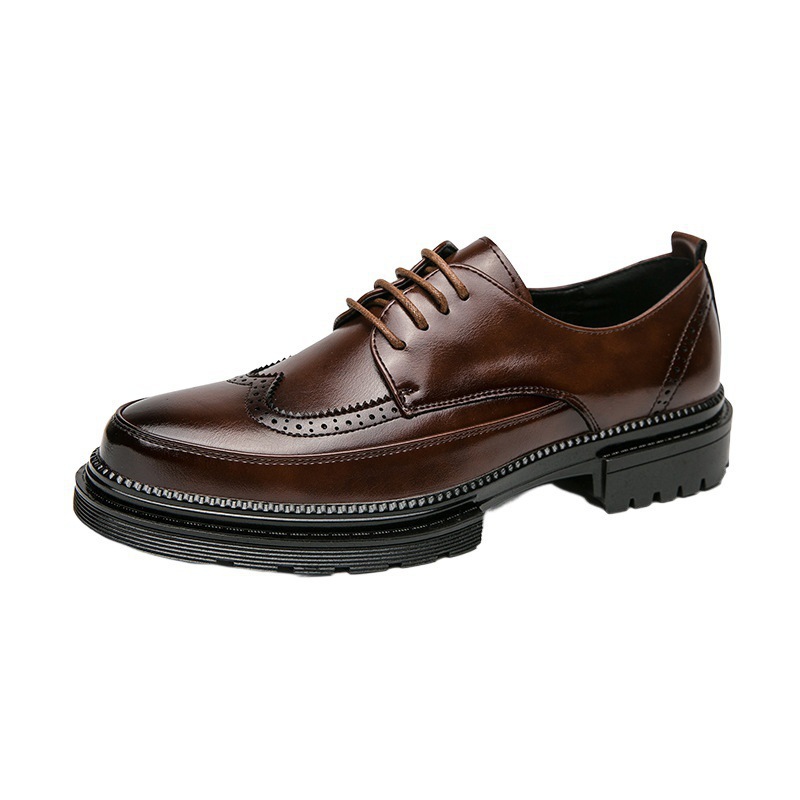 Zapatos de hombre 2024 primavera de negocios zapatos de cuero estilo británico zapatos de trabajo zapatos de bloque zapatos de altura de suela gruesa juvenil image 5