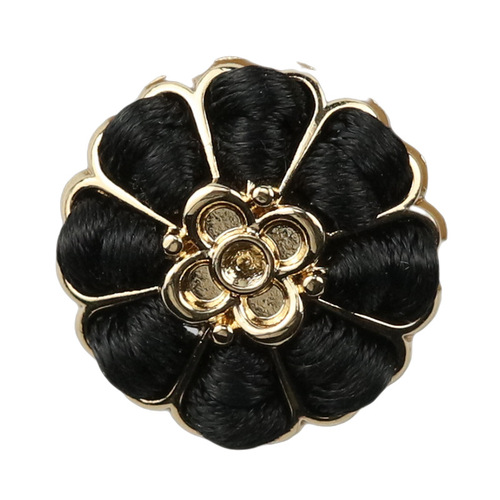 ESSTUDIO Xiaoxiang retro metal buttons flocked fabric flower buttons tweed jacket decorative buttons