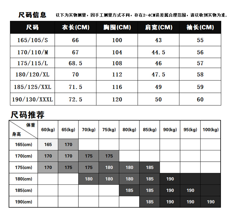 尺码表