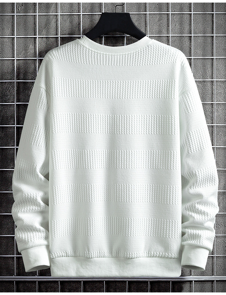 Men's Sweatshirt Solid Colour Jacquard Crew Neck Casual Top_voghion.com