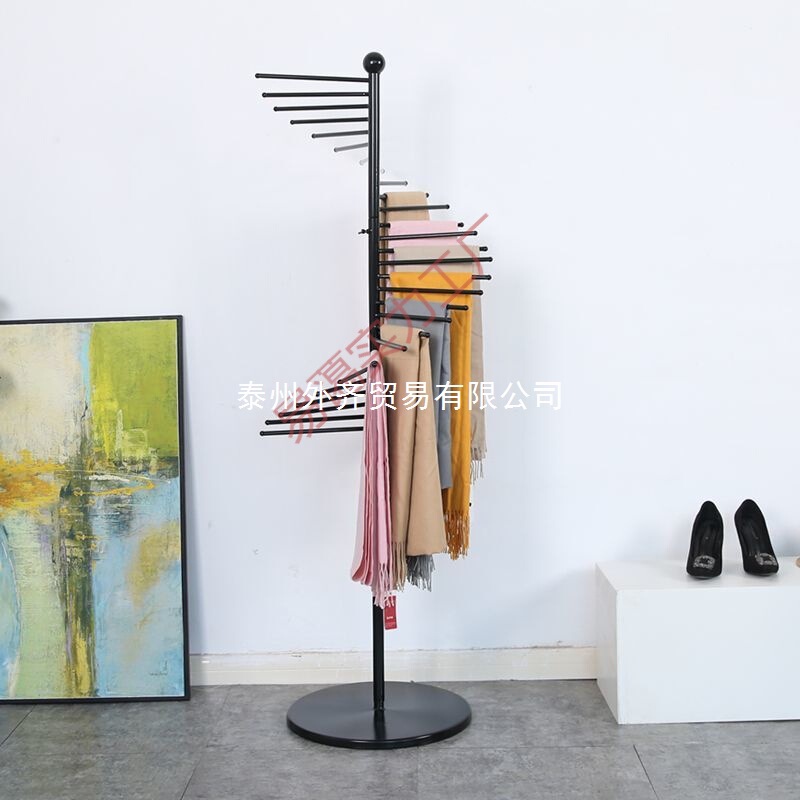 Silk Scarf Scarf Rack Display Rack Clothing Store Iron Scarf Rack Round Creative Floor-Standing Display Multi-Function