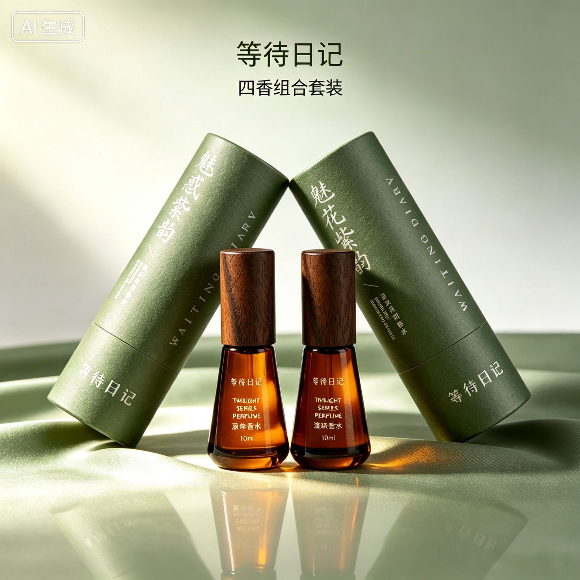 TikTok trending gradient color 10ml perfume roller bottle with walnut wood cap, essential oil bottle with bamboo or beech wood cap, refillable bottle