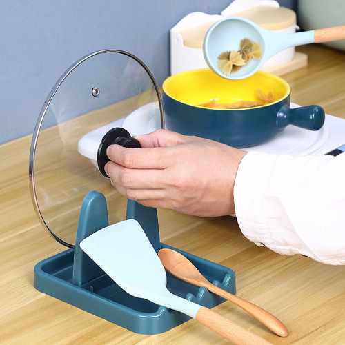 Household kitchen countertop punch-free pot lid rack placement rack spatula spoon bracket multi-functional storage rack