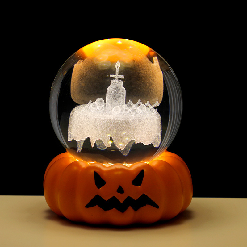 ハロウィン スカル パンプキンランプ ゴースト クリスタルボール ナイトライト ホームデコレーション 雰囲気ランプ クリエイティブ デスクトップオーナメント|undefined