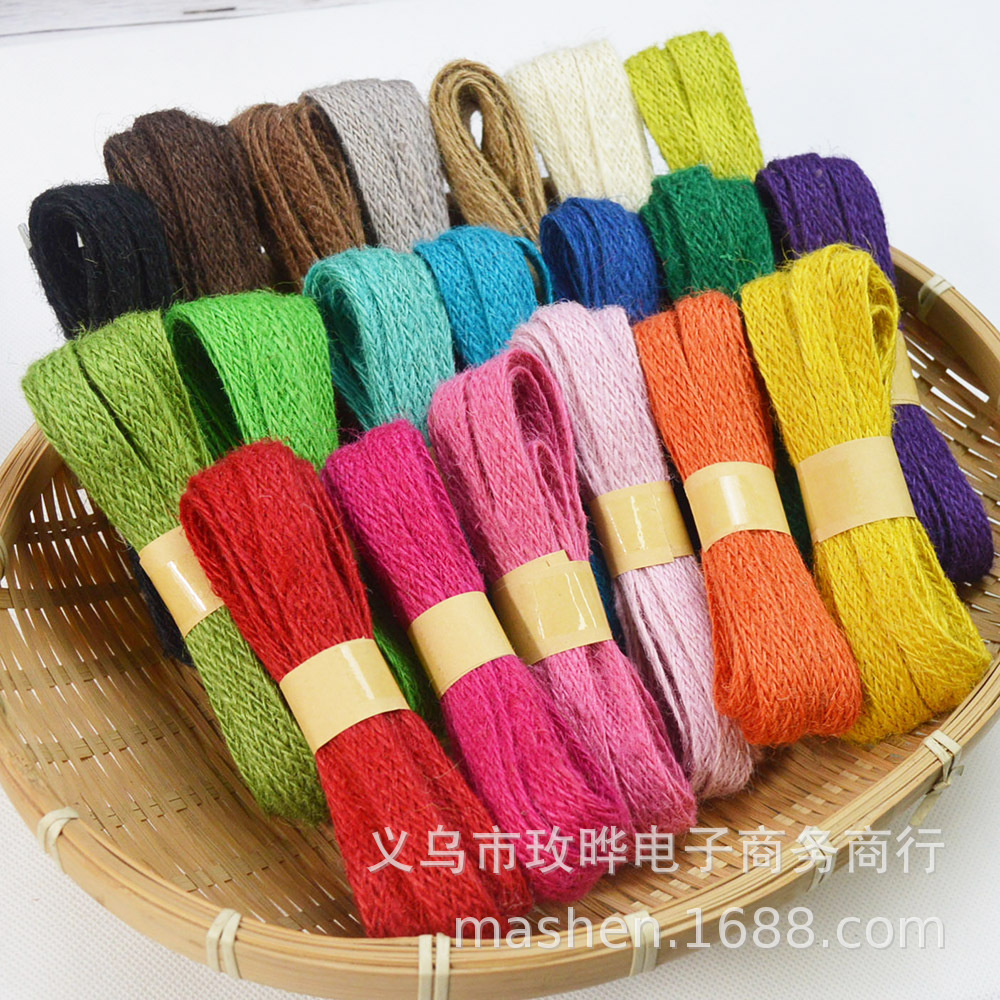 1CM de ancho 17 hebras de hilo plano de color monofilamento 2 metros/pieza pequeña cuerda de embalaje de color mezclado exclusivamente transfronterizo