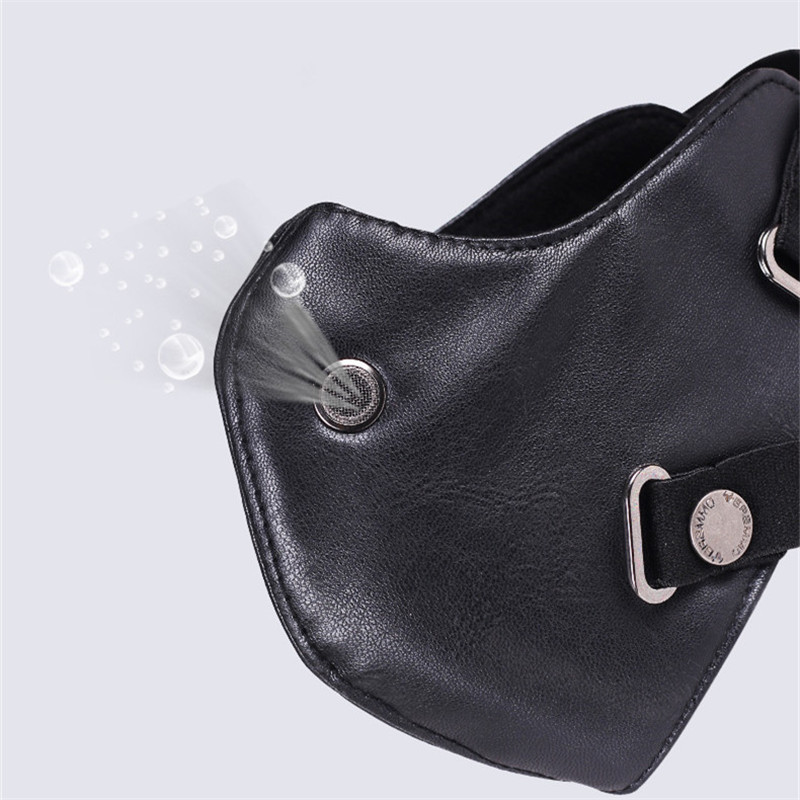 跨境专供个性复古轻便式Pu皮革口罩防尘搭配头盔使用