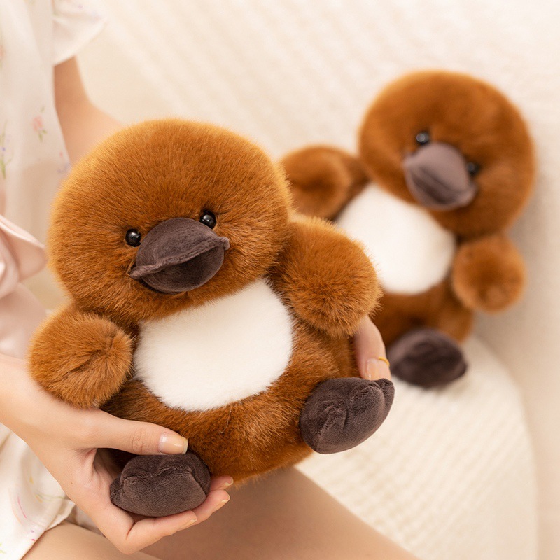 跨境卡通仿真鸭嘴兽公仔毛绒玩具小鸭子玩偶儿童安抚布娃娃女生日