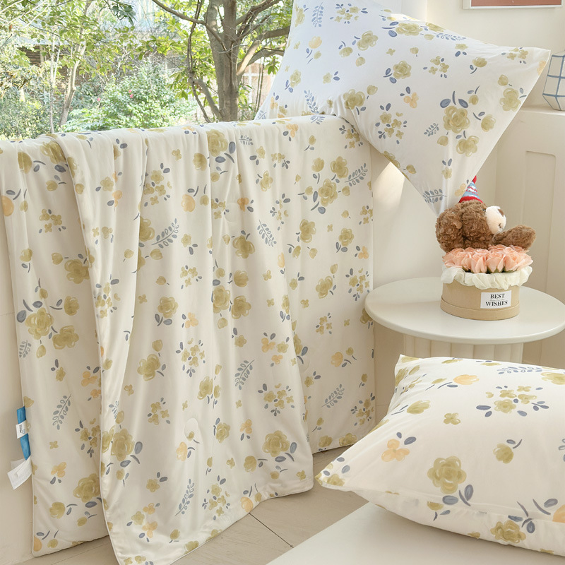 Sensación fresca de verano, seda helada, edredón fresco de verano, edredón de aire acondicionado, edredón delgado doble, dormitorio de estudiantes, edredón de verano, lavable a máquina