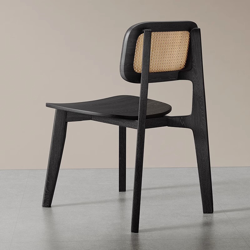 Silla de comedor de madera maciza de estilo antiguo 2024 nuevo estilo artístico Crema francesa Tejida de ratán Silla de abanico yi para el hogar