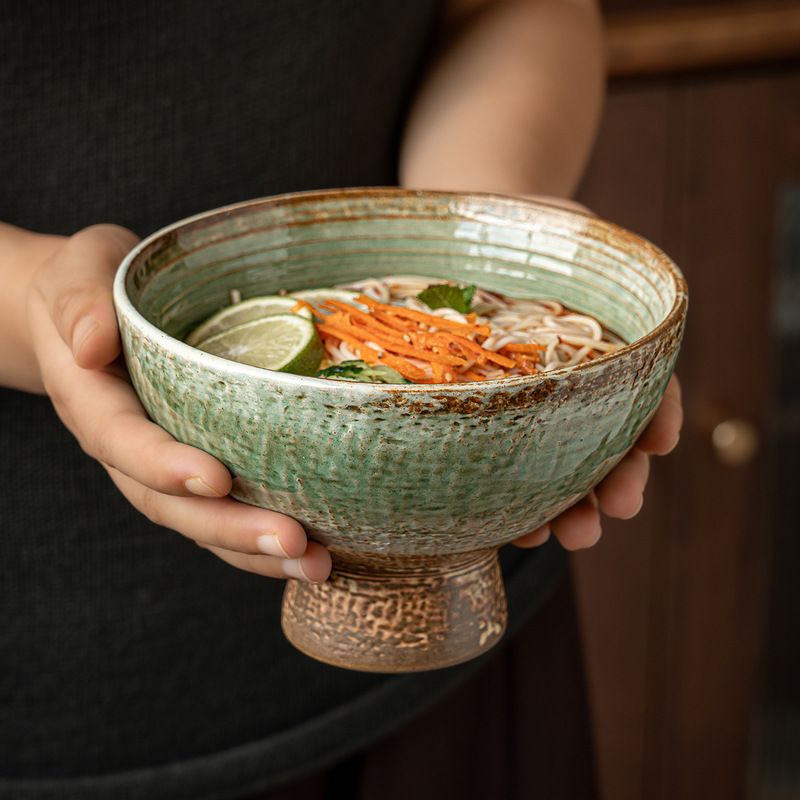 Wabi-Sabi Style Tall Ceramic Bowl, Rustic Pottery Noodle Bowl, Household Ceramic Dish Bowl, Japanese-Style Tableware, Fruit and Dessert Bowl, High-End Soup Bowl Wabi-Sabi Style Tall Ceramic Bowl, Rustic Pottery Noodle Bowl, Household Ceramic Dish Bowl, Japanese-Style Tableware, Fruit and Dessert Bowl, High-End Soup Bowl