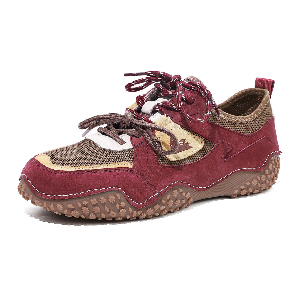 Giày thể thao unisex cỡ lớn da thật mũi tròn, đế bệt, dây thun, phong cách năng động — 6887 màu cát, 6887 nâu, 6887 rượu vang đỏ