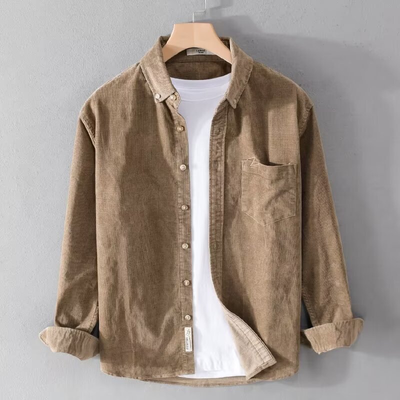 Early Autumn Corduroy Jacket Men's Trendy Japanese Casual Loose All-match Jacket Clothes Outer Wear Shirt Men's Top