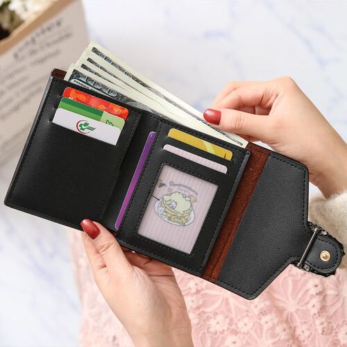 Korean style short wallet women's folding women's coin purse simple female student mini cute wallet multi-card slot card holder