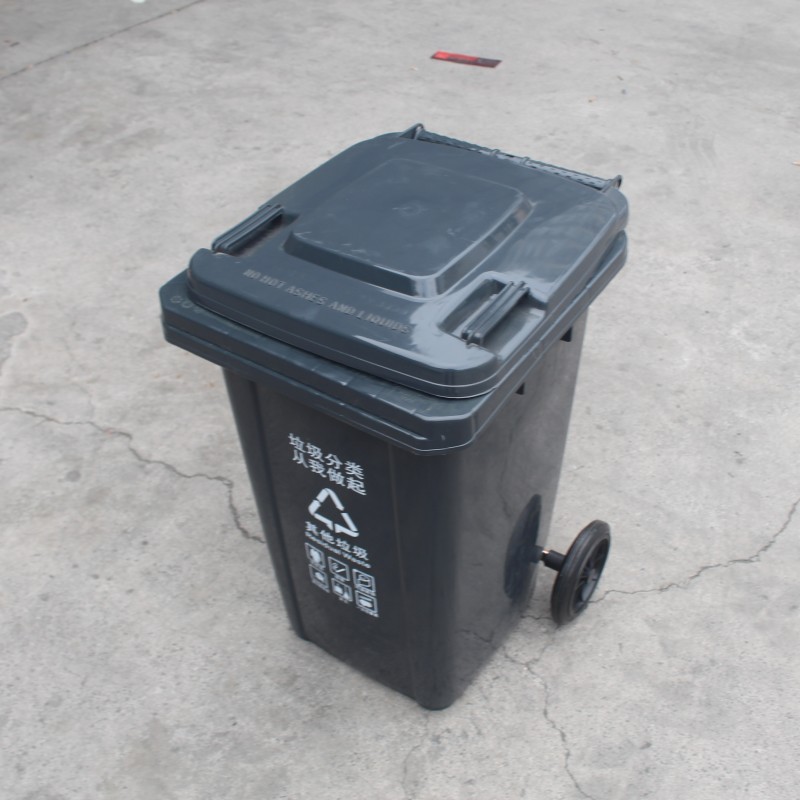 广州工厂宿舍车间直批100L环卫塑料垃圾桶新料HDPE加厚带盖垃圾箱