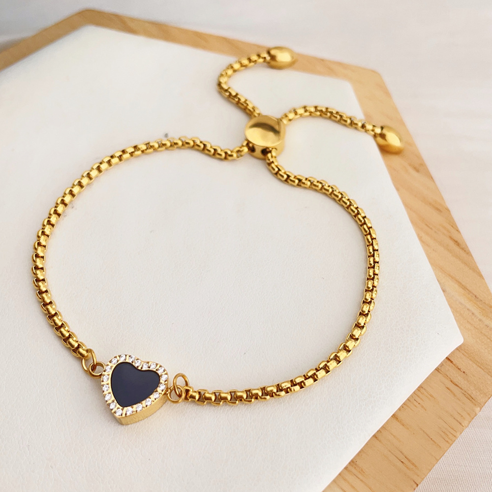 13g Weight 304 Stainless Steel Pendant Material Bracelets Classification 304 Stainless Steel Chain Material 1 Piece Quantity Holiday, Date, Tea Party Occasion 304 Stainless Steel Material Heart Shape Pattern Women's Gender Plating Design Sweet, Simple Style Style Sweet Simple Style Heart Shape 304 Stainless Steel Bracelets In Bulk 5