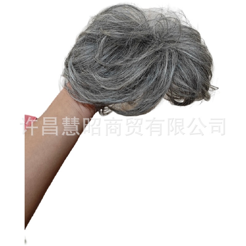 中高年向けウィッグ、白髪補充用ヘアピース、頭頂部カーリングヘアピース、ふわふわショートカーリーヘア、白髪用パーマカバー|undefined