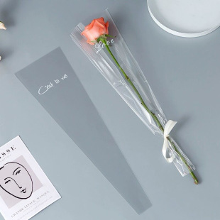 English Single Bag Transparent Waterproof Floriculture Packaging Material Flower Shop Stall Valentine's Day DIY Flower Packaging Bag