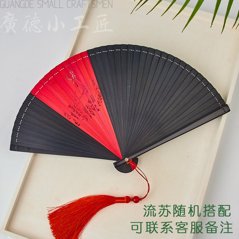 全竹折扇新中国風ミニ扇子古風チャイナドレス小折扇レトロ持ち歩き折り畳み扇女|undefined