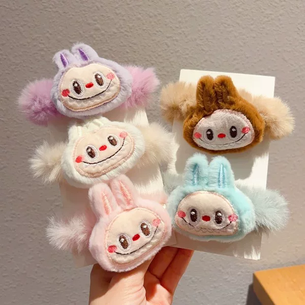 New Cartoon Cute Rab Cloth Plush Leather Tendon Hair Ring Cute Furry Children's Sweet Hair Headwear