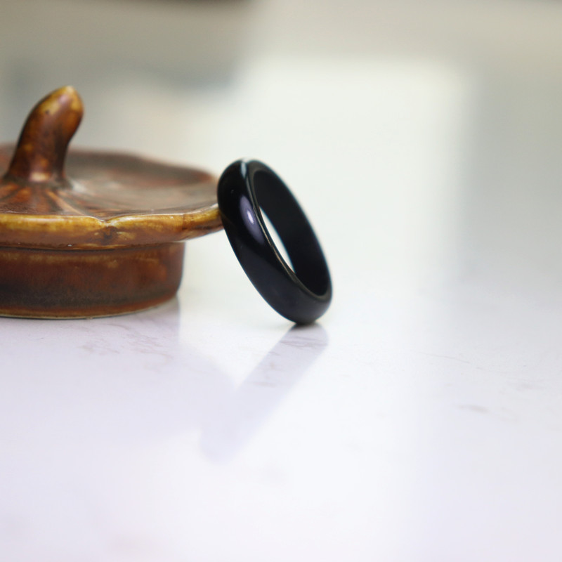 智贝SKU图_10正品天然新疆和田玉墨玉戒指男女情侣款尾戒