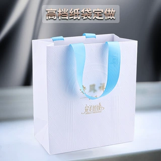 LOGO烫银丝带绳手提袋定浮雕烫金深压纹纸袋珠宝店手挽纸袋印刷