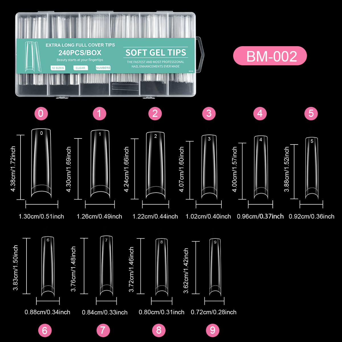 BM002#240 parches de media uña.