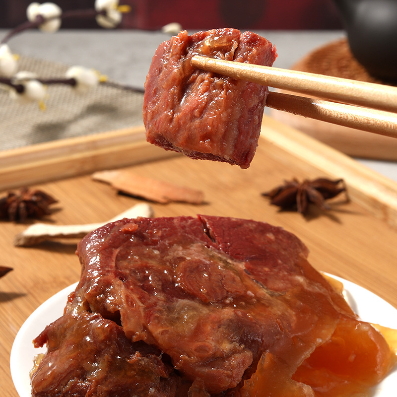 Wholesale Donkey Meat in 200g Bags, Cooked Donkey Meat, Shandong Five-Spice Sauce Donkey Meat, Dong'e Donkey Meat Vacuum Packaging
