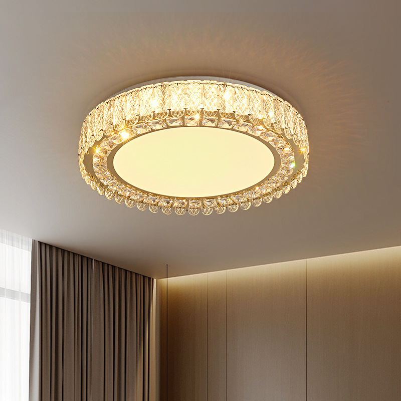 Light Luxury Crystal Ceiling Lamp Living Room Modern Simple Atmosphere Designer Creative Internet Celebrity Bedroom Round Zhongshan Lamp