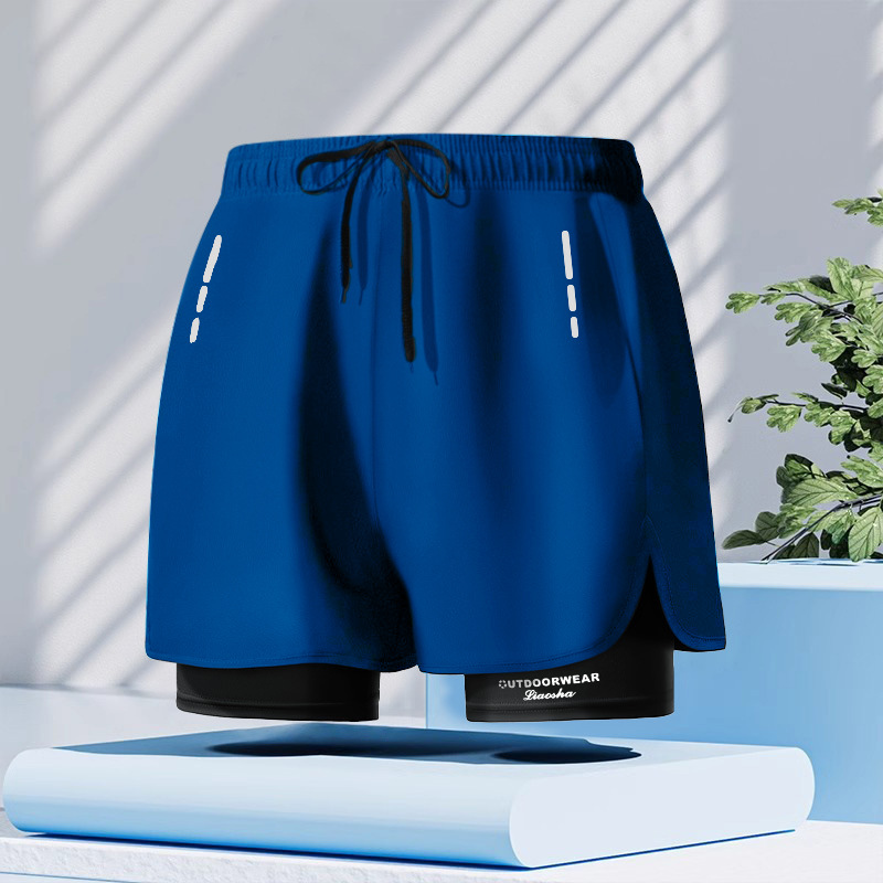 Bañadores hombres nuevos de doble capa más el tamaño suelto impreso adulto natación troncos profesionales de secado rápido caliente primavera natación pantalones de playa