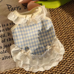 ペット犬猫服夏の薄い小型子犬テディ比熊ヨークシャー蝶結びレースベスト