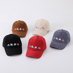 Cartoon car children's hats for boys and girls, new fuzzy fabric baseball cap, spring and autumn sunshade hat, cross-border duckbill hat, trendy