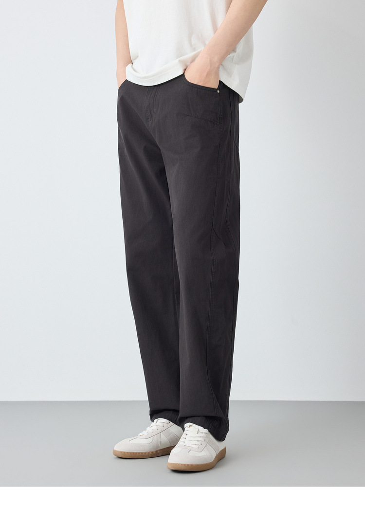 Quần kaki nam công sở chất liệu cotton pha lanh dáng suông — đen chi tiết 21