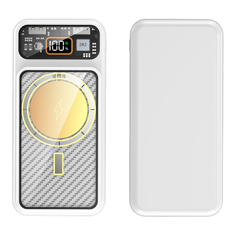 Saibo punk viento fuerte banco de energía magnética 15W carga inalámbrica portátil de gran capacidad armadura transparente viento fuente de alimentación móvil