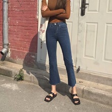 青少年15春秋冬装初中学生16女孩加绒牛仔长裤哈伦裤12岁大童女装