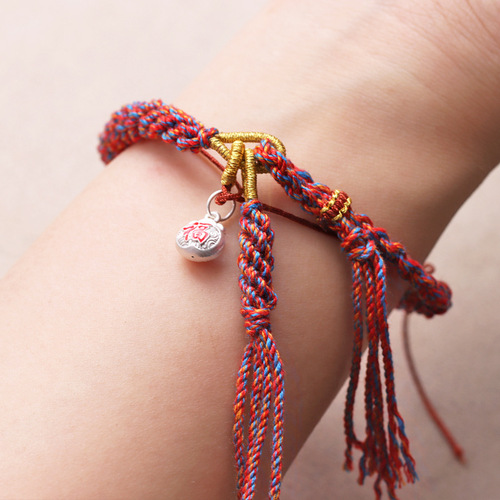 Hand-rolled cotton thread finely woven hand rope adjustable semi-finished men's and women's Tibetan ethnic jewelry handmade tassel bracelet rope