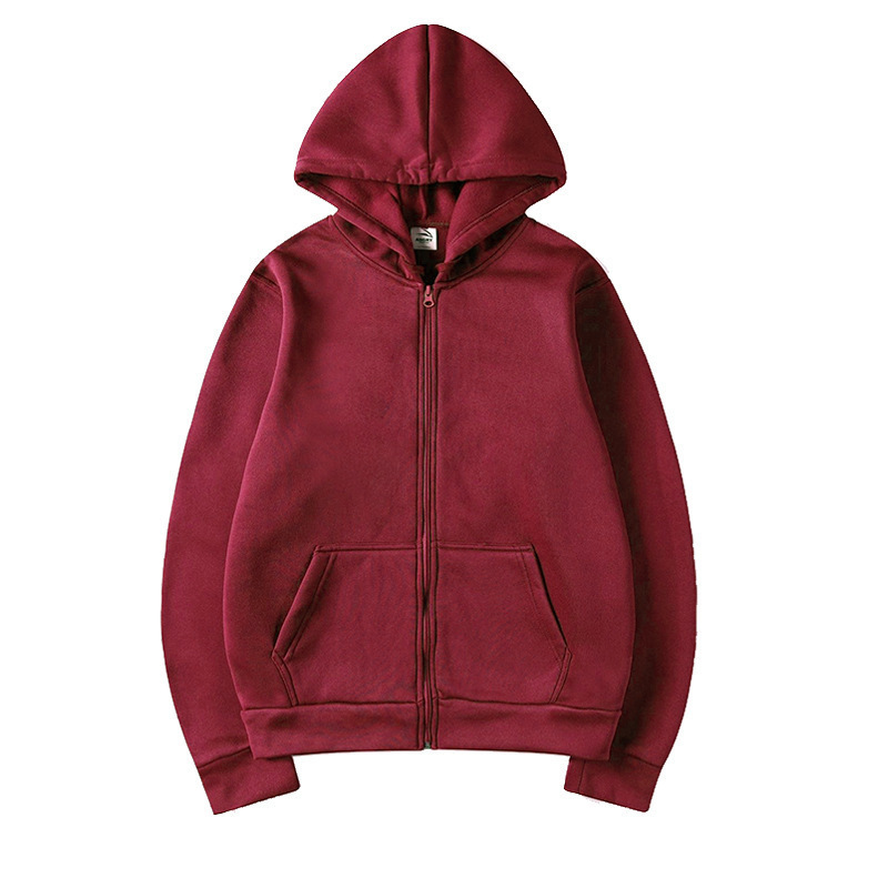 跨境欧美开衫连帽卫衣纯色运动服上衣秋冬季男女同款拉链短袖|undefined