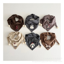 韩系ins风 宝宝新款卡通布艺玩偶防风保暖三角巾男女童洋气口水巾